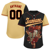 Custom Black Yellow Skull Fashion Personalized Authentic Baseball Jersey BSBJ01-D017142